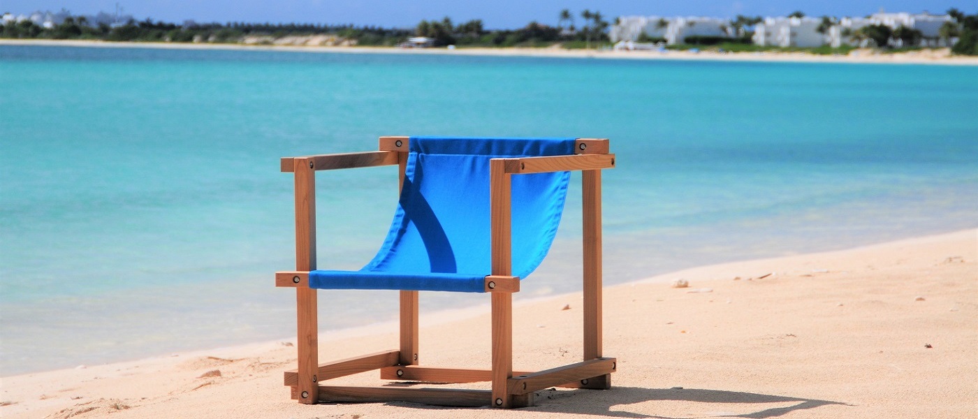 Kobbe Design beach chair on an Anguilla beach